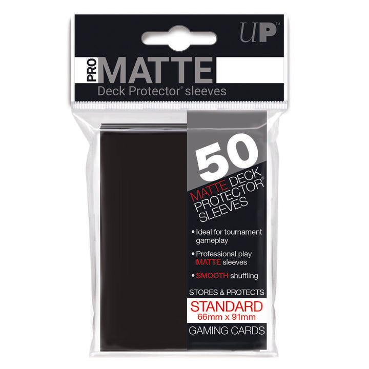 Ultra Pro: PRO-Matte Deck Protector Sleeves - Standard Size Black (50) Ultra Pro: PRO-Matte Deck Protector Sleeves - Standard Size Black (50)